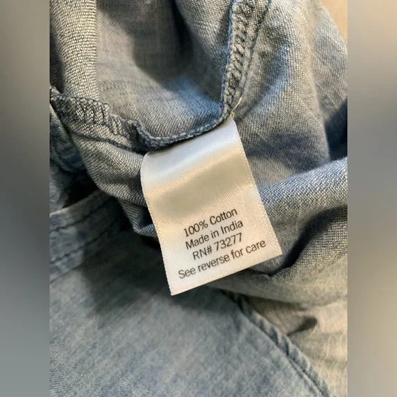 Chambray M Sonoma Shirt Dress Overshirt Denim Look Long Sleeves Collar - Picture 7 of 7